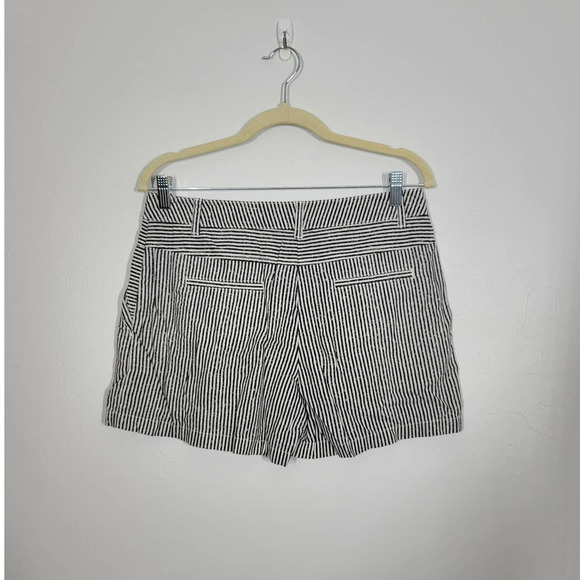 Vince Camuto Stripe Cotton/Linen Beach Summer Chino Zip-Fly Shorts Size 8 Black - Picture 2 of 4